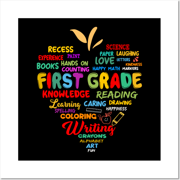 I Love My first Graders with heart 1st Grade Teacher Back to School Day 2020 T Shirt for Teachers & Students, a lovely T Shirt for Teacher & Student Back to School Day for Teachers and Students, for First Day of School Wall Art by paynegabriel